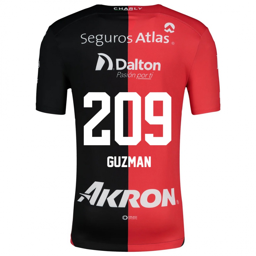 Niño Camiseta Jorge Guzmán #209 Negro Rojo 1ª Equipación 2024/25 La Camisa Perú