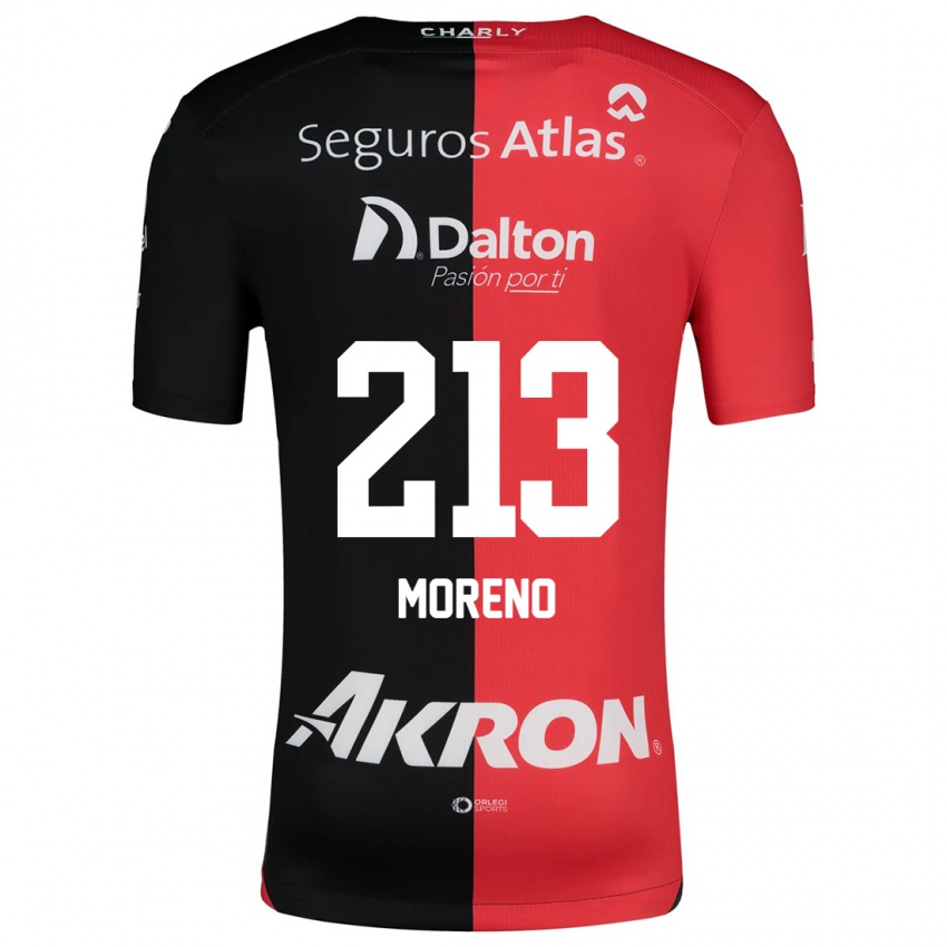 Niño Camiseta Eduardo Moreno #213 Negro Rojo 1ª Equipación 2024/25 La Camisa Perú