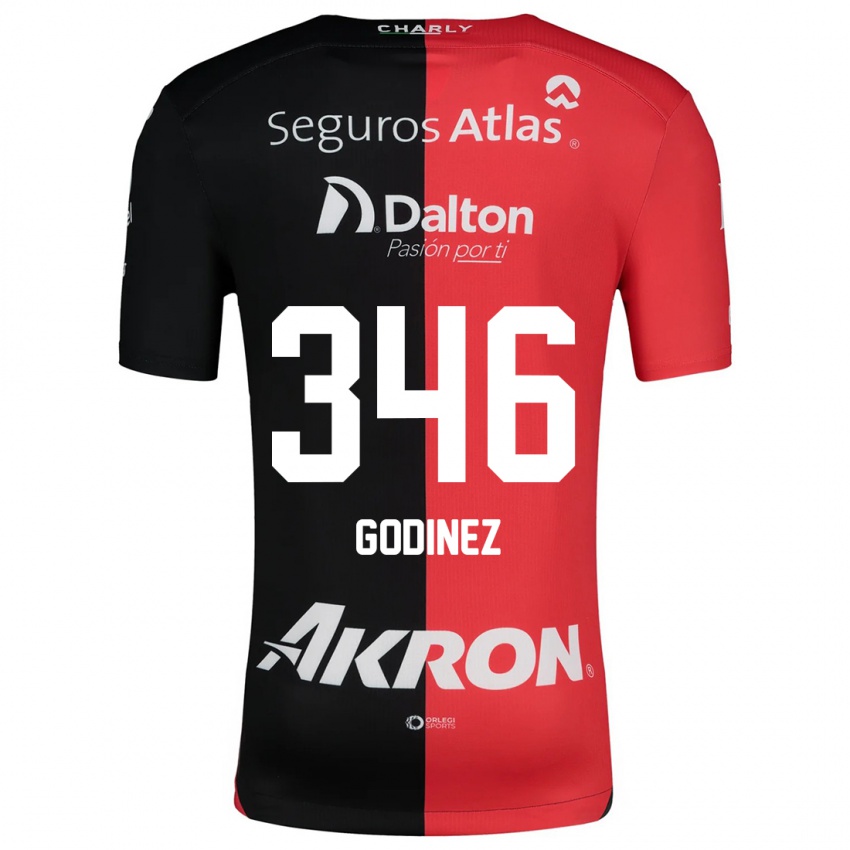 Niño Camiseta Olmo Godínez #346 Negro Rojo 1ª Equipación 2024/25 La Camisa Perú