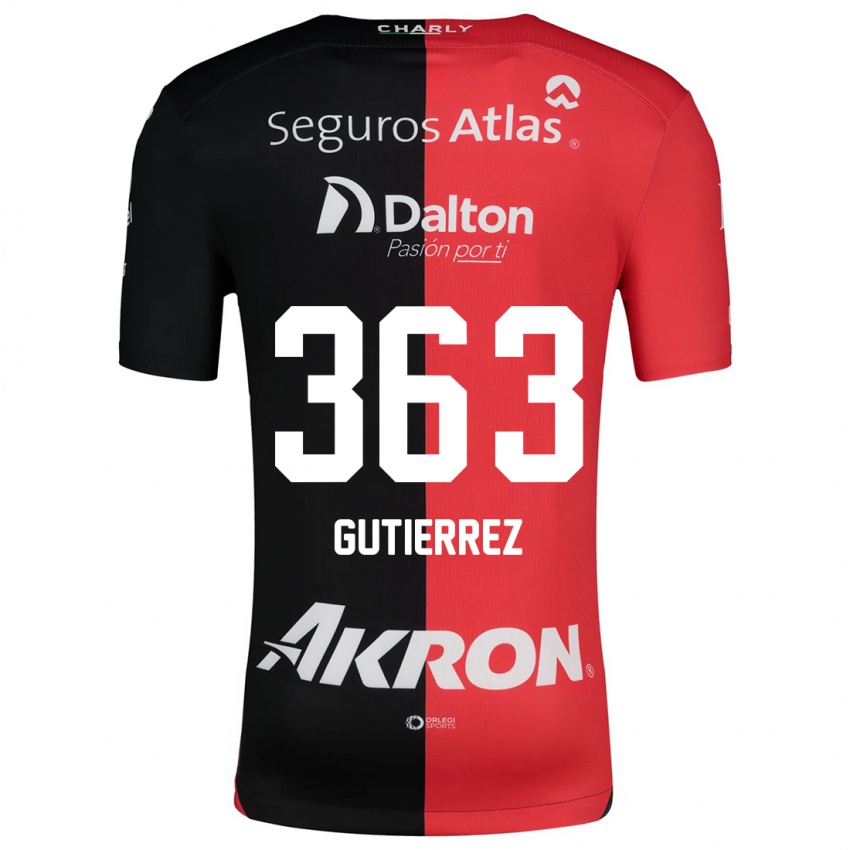 Niño Camiseta Orlando Gutiérrez #363 Negro Rojo 1ª Equipación 2024/25 La Camisa Perú