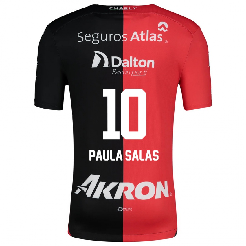 Niño Camiseta María Paula Salas #10 Negro Rojo 1ª Equipación 2024/25 La Camisa Perú