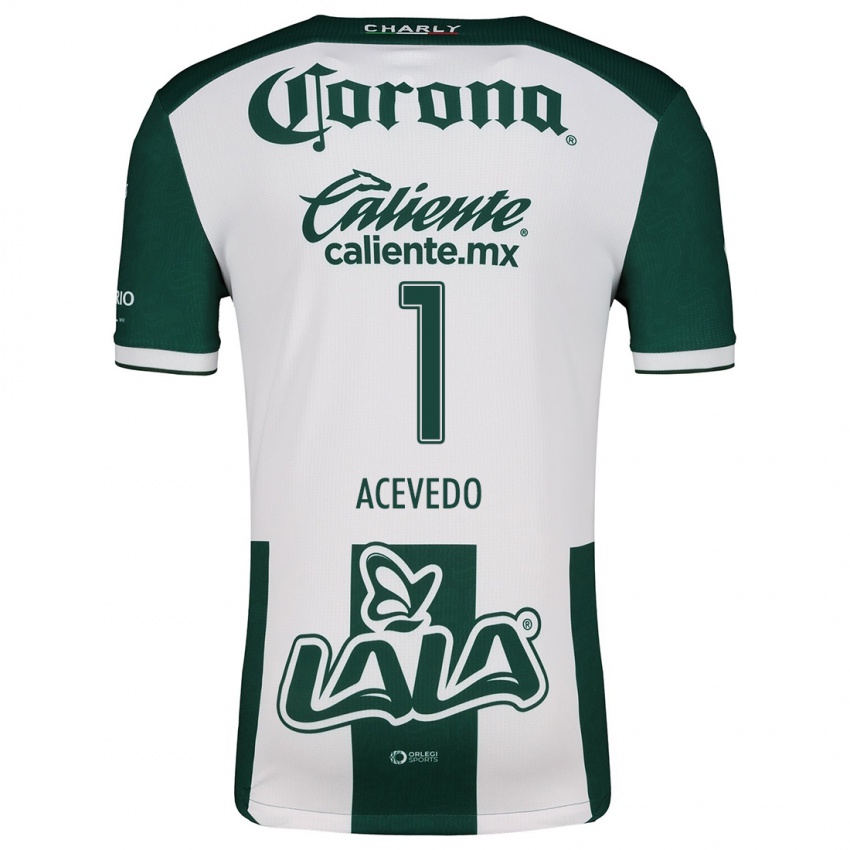 Niño Camiseta Carlos Acevedo #1 Verde Blanco 1ª Equipación 2024/25 La Camisa Perú