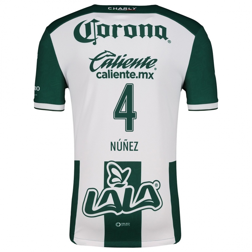 Niño Camiseta Santiago Núñez #4 Verde Blanco 1ª Equipación 2024/25 La Camisa Perú