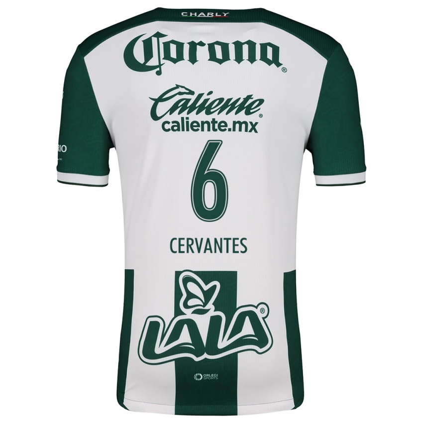 Niño Camiseta Alan Cervantes #6 Verde Blanco 1ª Equipación 2024/25 La Camisa Perú