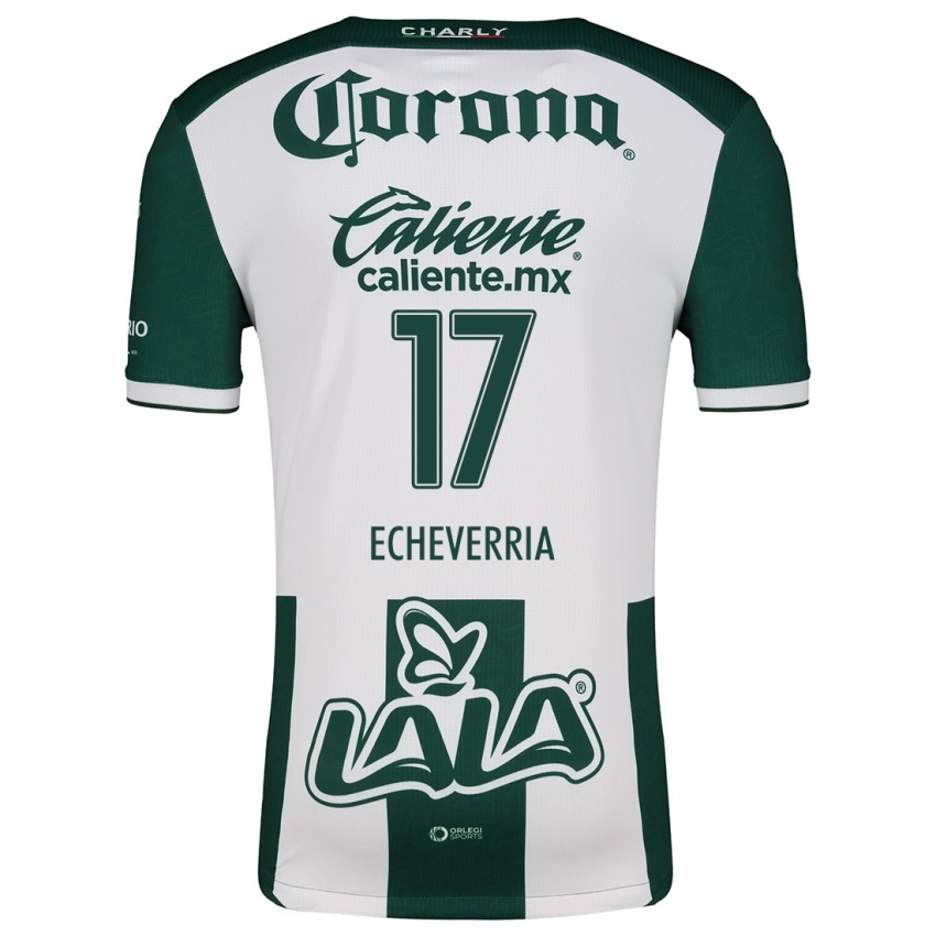 Niño Camiseta Emmanuel Echeverría #17 Verde Blanco 1ª Equipación 2024/25 La Camisa Perú