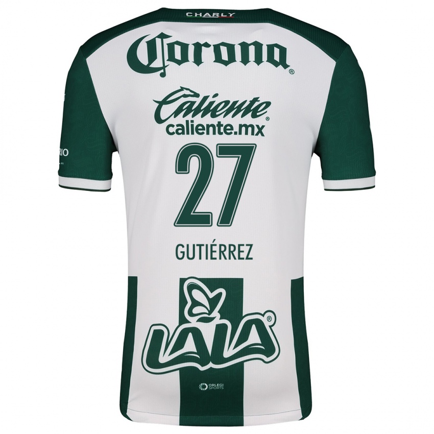 Niño Camiseta Luis Gutiérrez #27 Verde Blanco 1ª Equipación 2024/25 La Camisa Perú