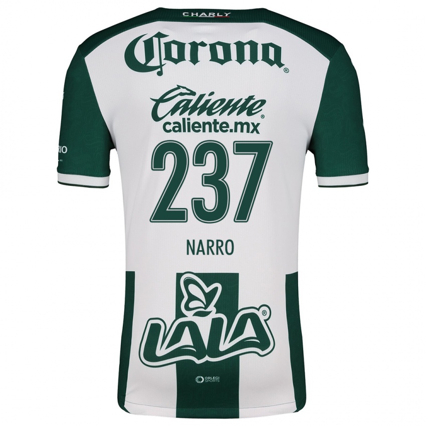 Niño Camiseta Ernesto Narro #237 Verde Blanco 1ª Equipación 2024/25 La Camisa Perú