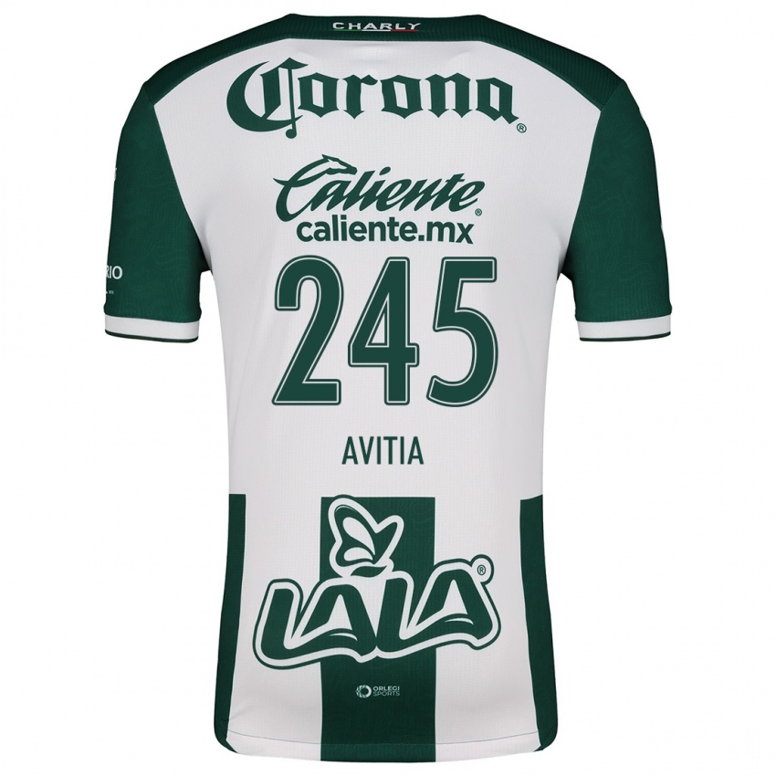 Niño Camiseta Samuel Avitia #245 Verde Blanco 1ª Equipación 2024/25 La Camisa Perú