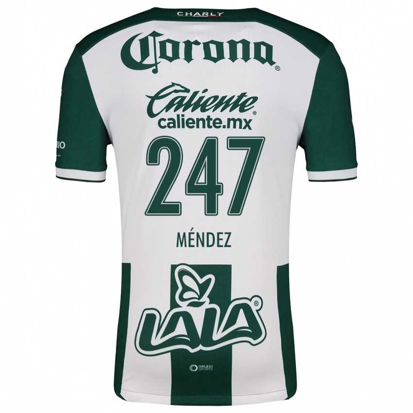 Niño Camiseta Owen Méndez #247 Verde Blanco 1ª Equipación 2024/25 La Camisa Perú