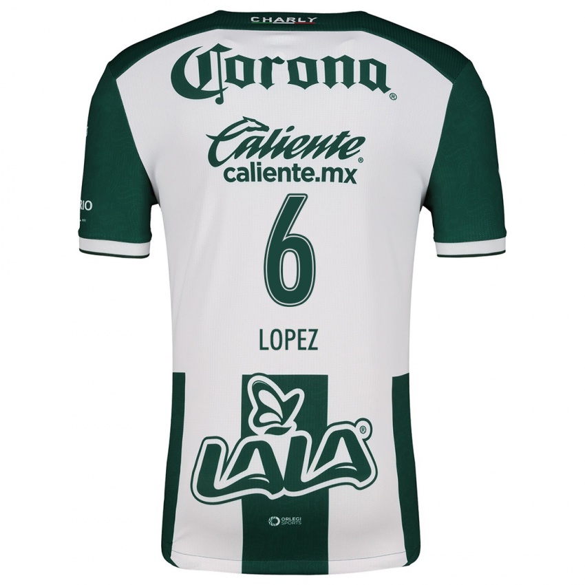 Niño Camiseta Brenda López #6 Verde Blanco 1ª Equipación 2024/25 La Camisa Perú