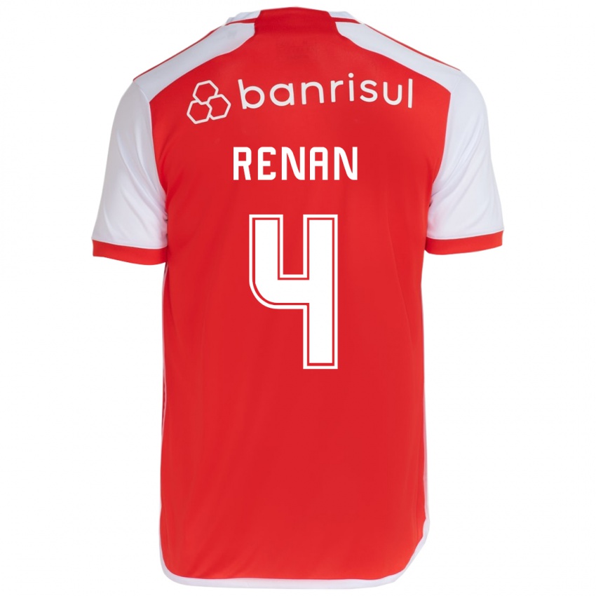 Niño Camiseta Robert Renan #4 Rojo Blanco 1ª Equipación 2024/25 La Camisa Perú