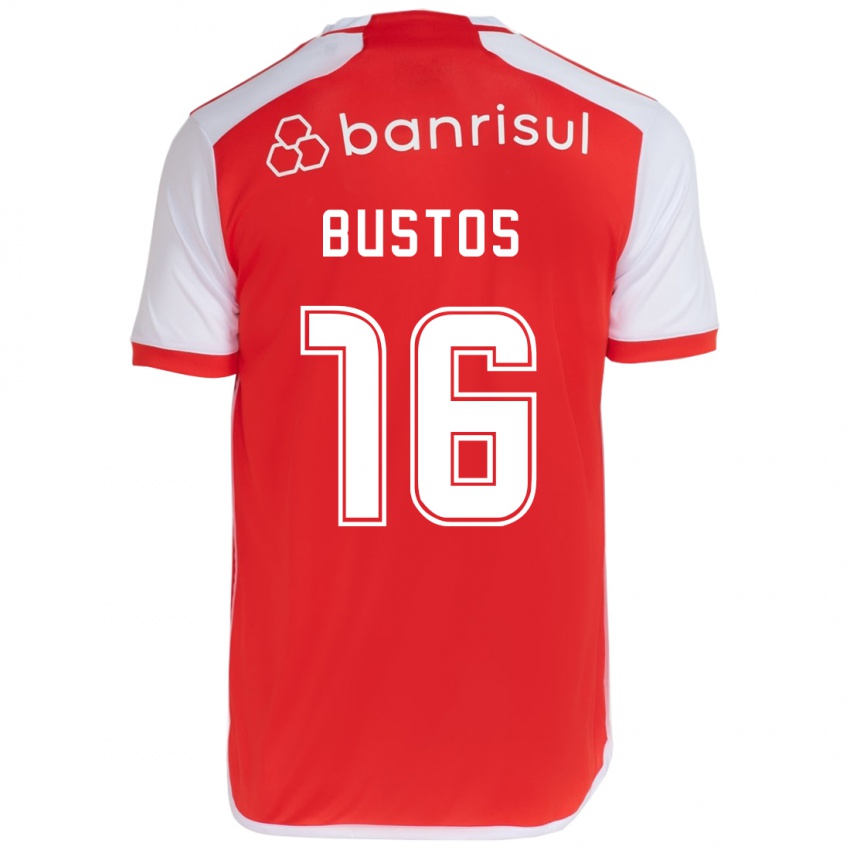 Niño Camiseta Fabricio Bustos #16 Rojo Blanco 1ª Equipación 2024/25 La Camisa Perú