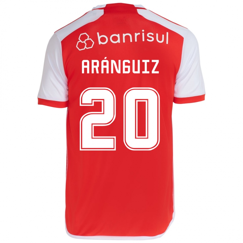 Niño Camiseta Charles Aránguiz #20 Rojo Blanco 1ª Equipación 2024/25 La Camisa Perú