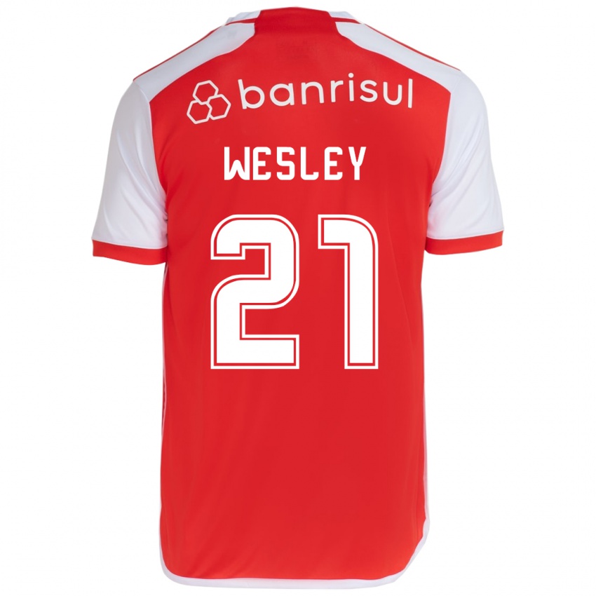 Niño Camiseta Wesley #21 Rojo Blanco 1ª Equipación 2024/25 La Camisa Perú