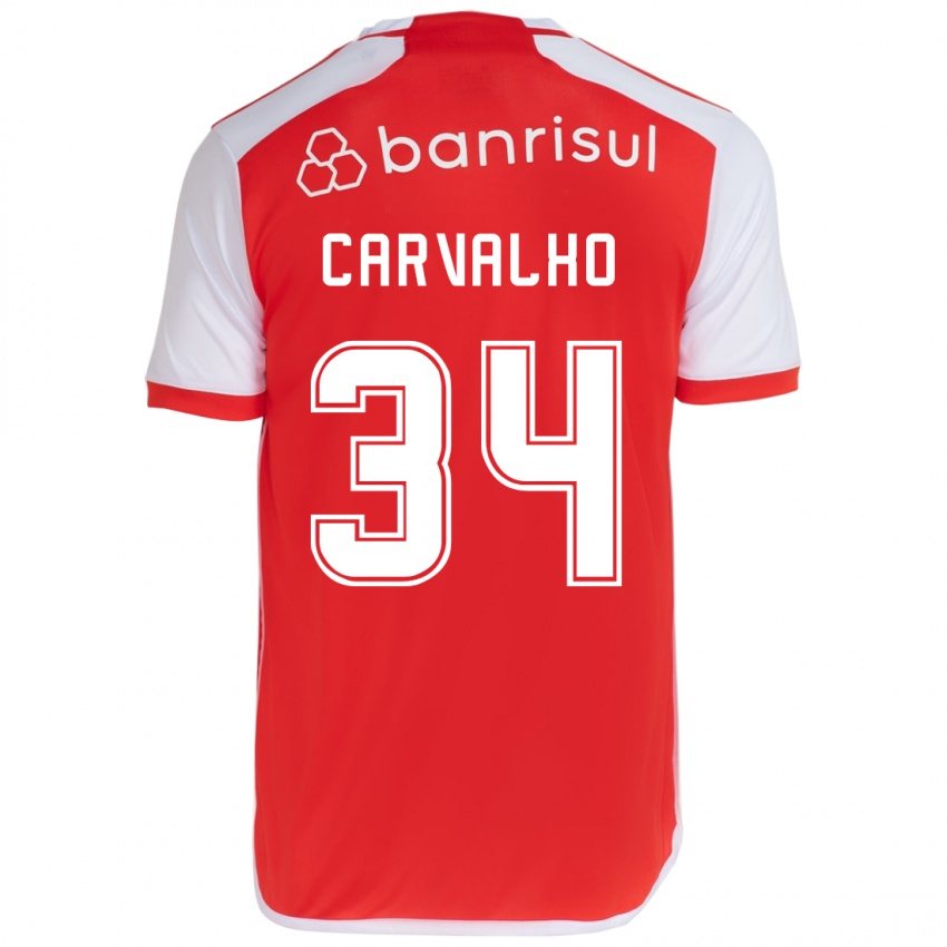 Niño Camiseta Gabriel Carvalho #34 Rojo Blanco 1ª Equipación 2024/25 La Camisa Perú