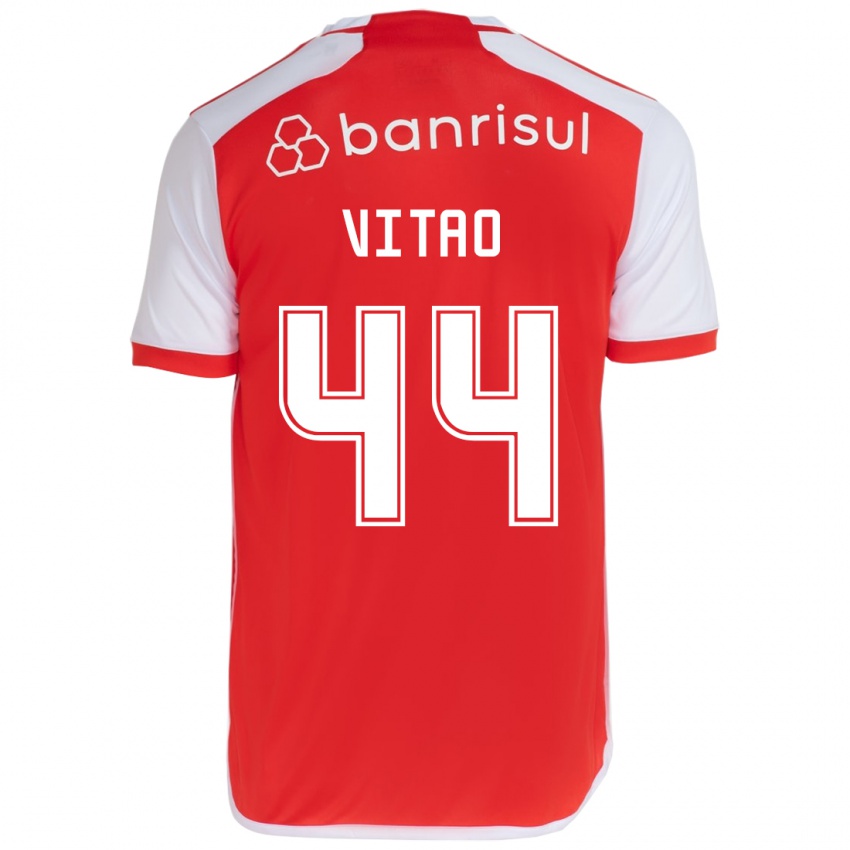 Niño Camiseta Vitão #44 Rojo Blanco 1ª Equipación 2024/25 La Camisa Perú