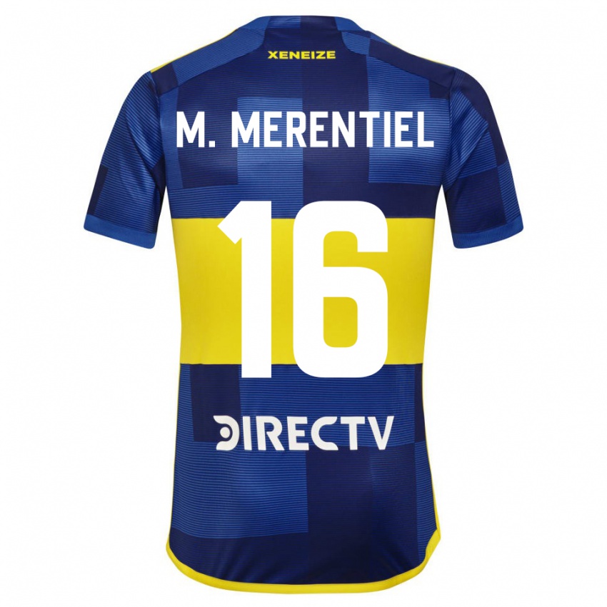 Niño Camiseta Miguel Merentiel #16 Azul Amarillo 1ª Equipación 2024/25 La Camisa Perú