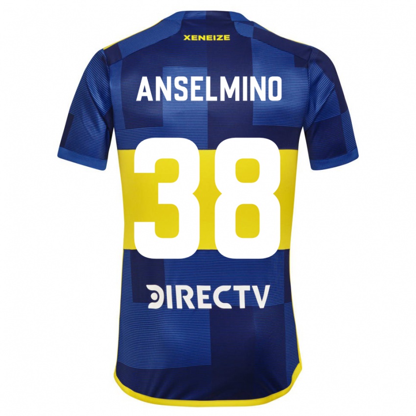 Niño Camiseta Aarón Anselmino #38 Azul Amarillo 1ª Equipación 2024/25 La Camisa Perú