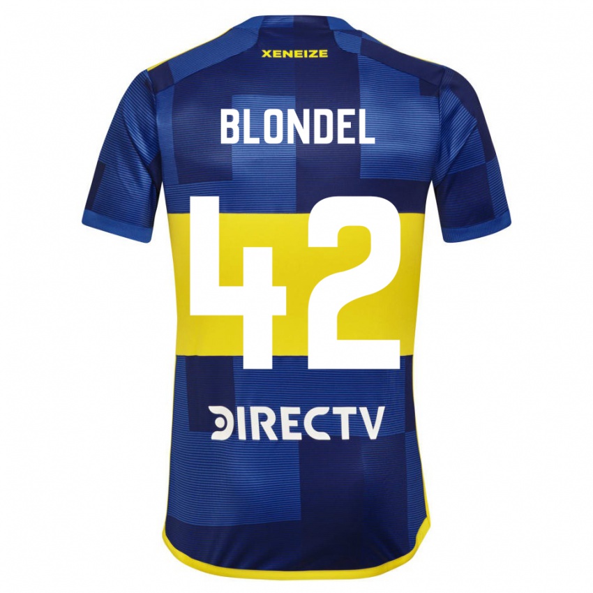 Niño Camiseta Lucas Blondel #42 Azul Amarillo 1ª Equipación 2024/25 La Camisa Perú