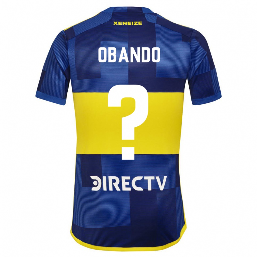 Niño Camiseta Agustin Obando #0 Azul Amarillo 1ª Equipación 2024/25 La Camisa Perú