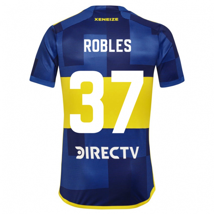 Niño Camiseta Sebastian Diaz Robles #37 Azul Amarillo 1ª Equipación 2024/25 La Camisa Perú