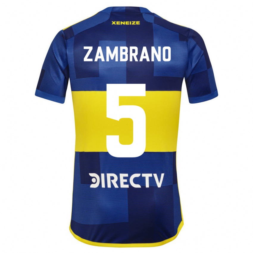 Niño Camiseta Carlos Zambrano #5 Azul Amarillo 1ª Equipación 2024/25 La Camisa Perú