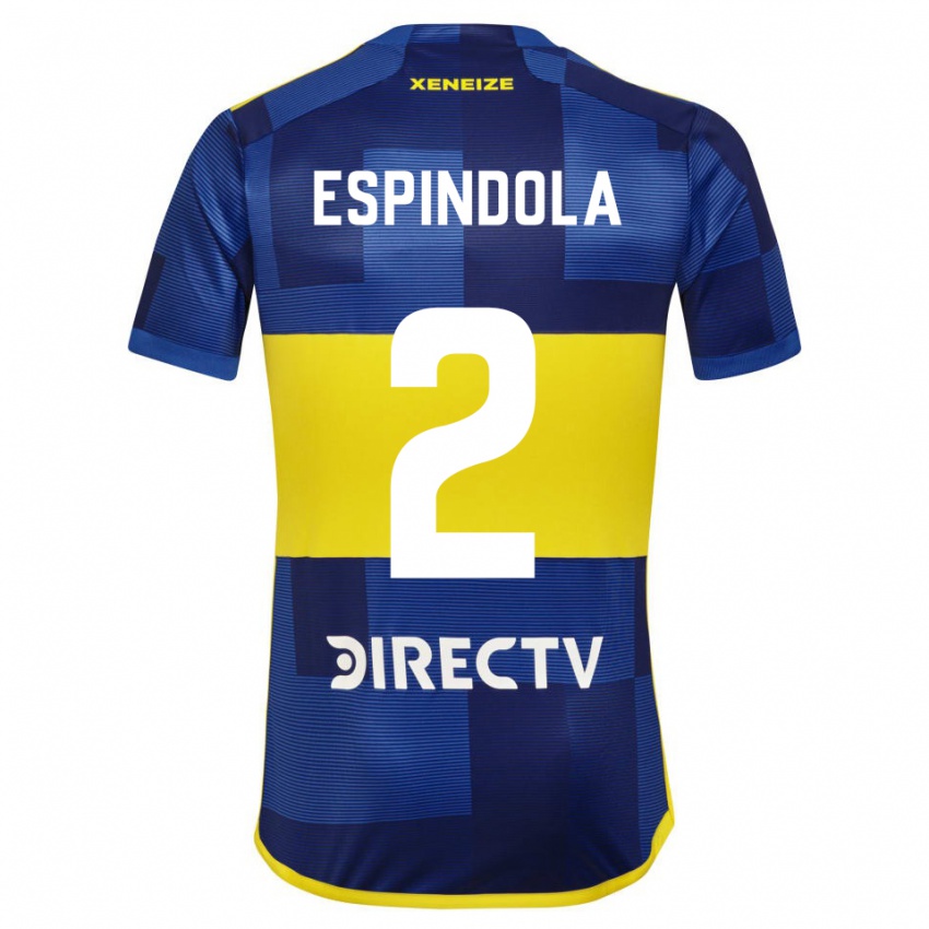 Niño Camiseta Noelia Espindola #2 Azul Amarillo 1ª Equipación 2024/25 La Camisa Perú