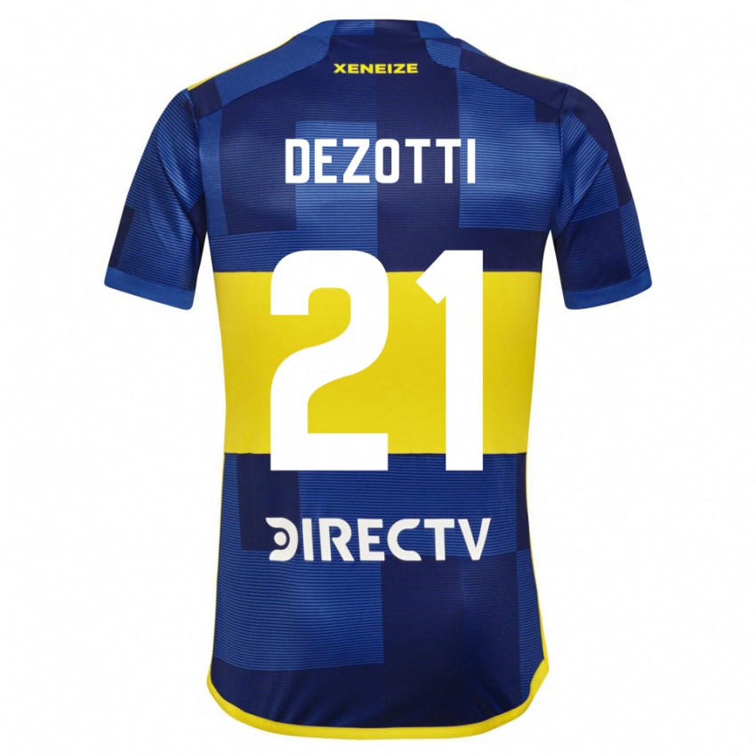 Niño Camiseta Martina Dezotti #21 Azul Amarillo 1ª Equipación 2024/25 La Camisa Perú