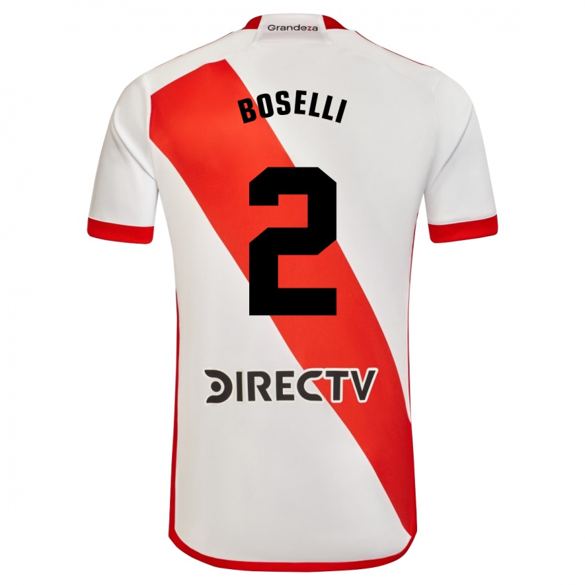 Niño Camiseta Sebastián Boselli #2 Blanco Rojo 1ª Equipación 2024/25 La Camisa Perú