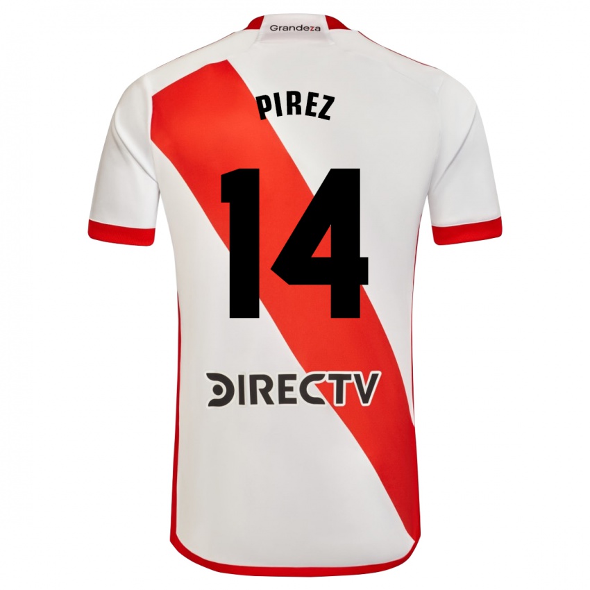 Niño Camiseta Leandro González Pírez #14 Blanco Rojo 1ª Equipación 2024/25 La Camisa Perú