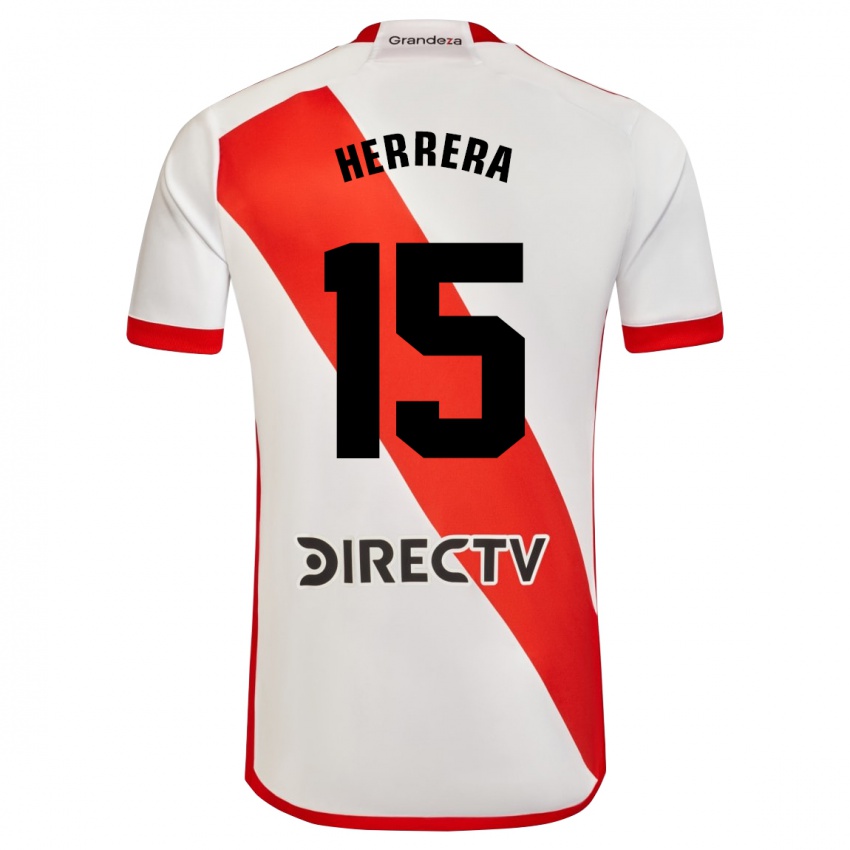 Niño Camiseta Andrés Herrera #15 Blanco Rojo 1ª Equipación 2024/25 La Camisa Perú