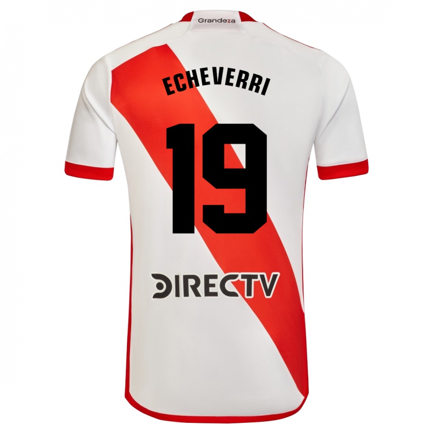 Niño Camiseta Claudio Echeverri #19 Blanco Rojo 1ª Equipación 2024/25 La Camisa Perú