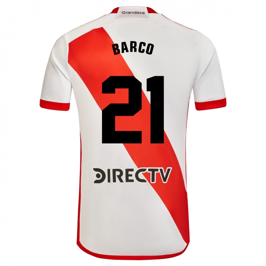 Niño Camiseta Esequiel Barco #21 Blanco Rojo 1ª Equipación 2024/25 La Camisa Perú