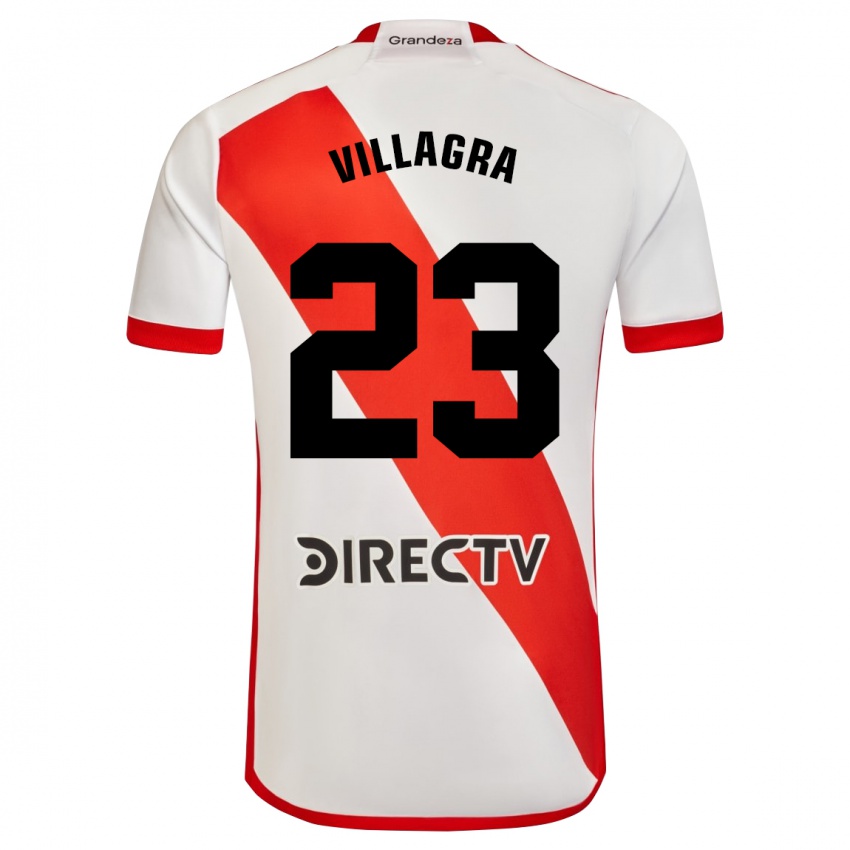 Niño Camiseta Rodrigo Villagra #23 Blanco Rojo 1ª Equipación 2024/25 La Camisa Perú