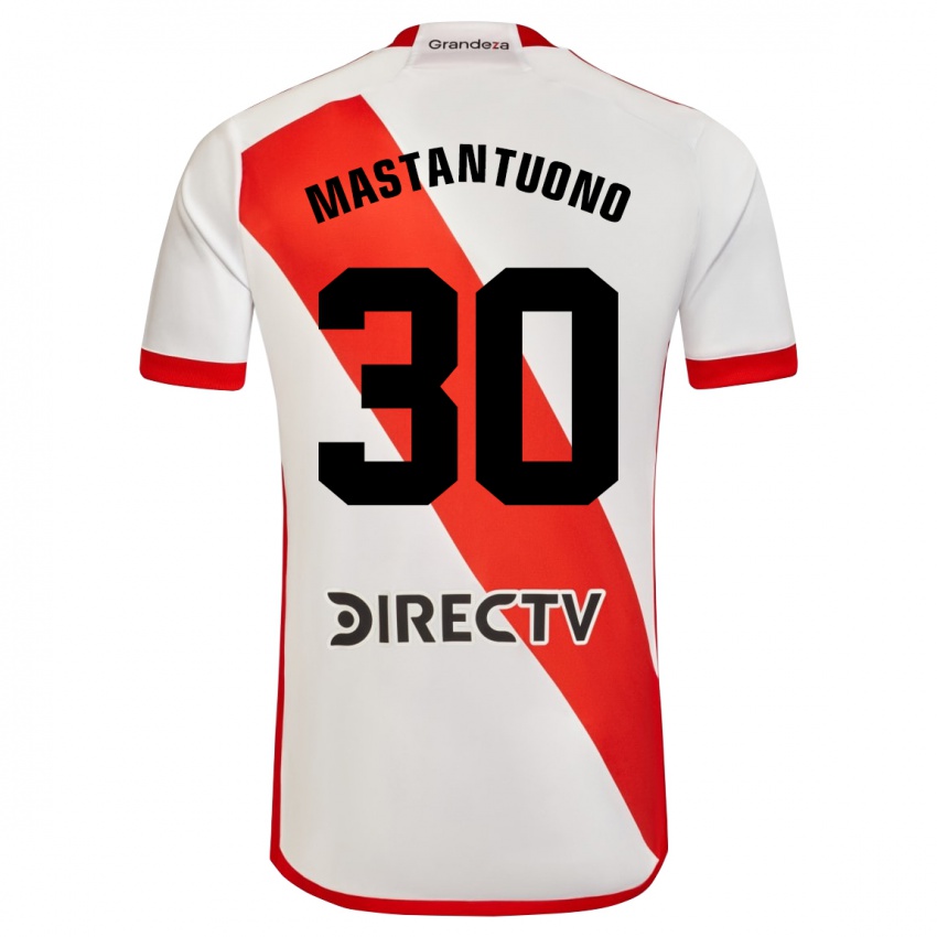 Niño Camiseta Franco Mastantuono #30 Blanco Rojo 1ª Equipación 2024/25 La Camisa Perú