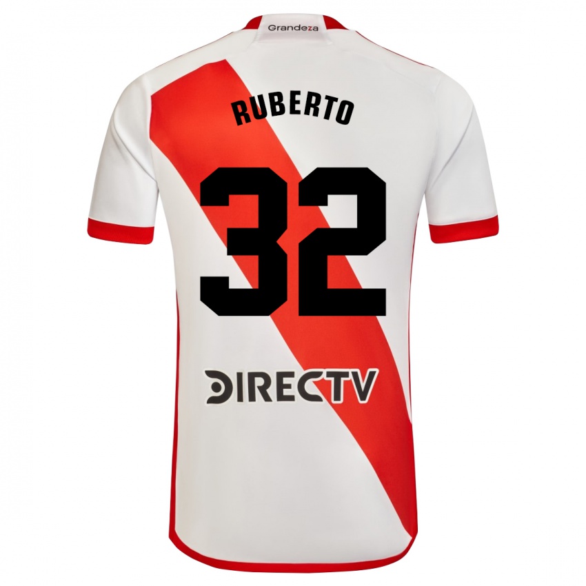 Niño Camiseta Agustín Ruberto #32 Blanco Rojo 1ª Equipación 2024/25 La Camisa Perú