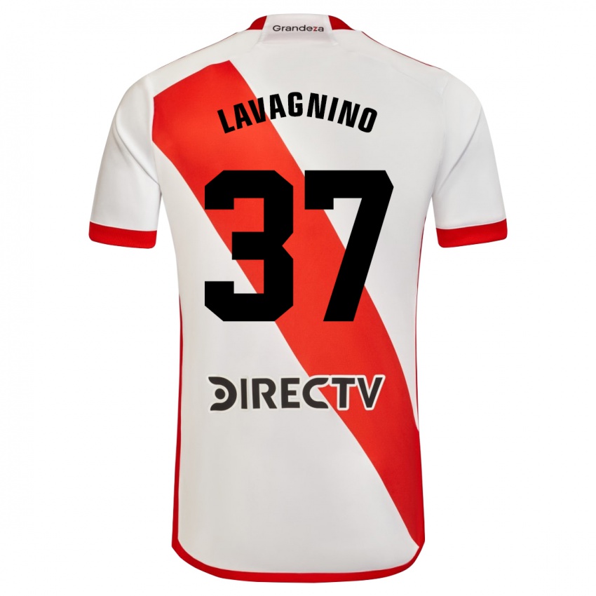 Niño Camiseta Lucas Lavagnino #37 Blanco Rojo 1ª Equipación 2024/25 La Camisa Perú