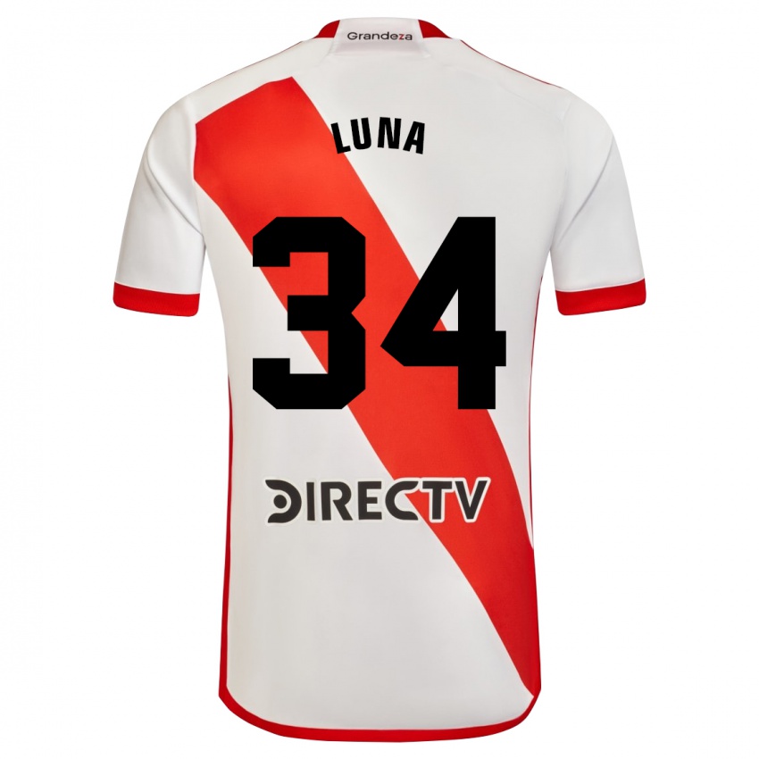 Niño Camiseta Jonás Luna #34 Blanco Rojo 1ª Equipación 2024/25 La Camisa Perú