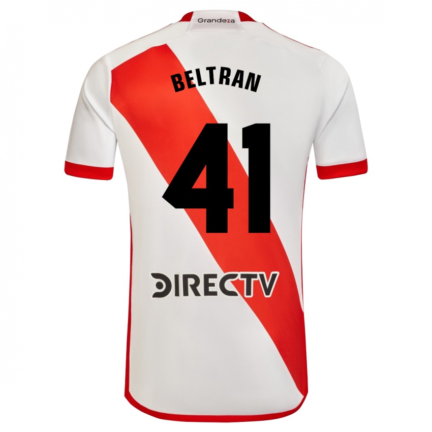 Niño Camiseta Santiago Beltrán #41 Blanco Rojo 1ª Equipación 2024/25 La Camisa Perú