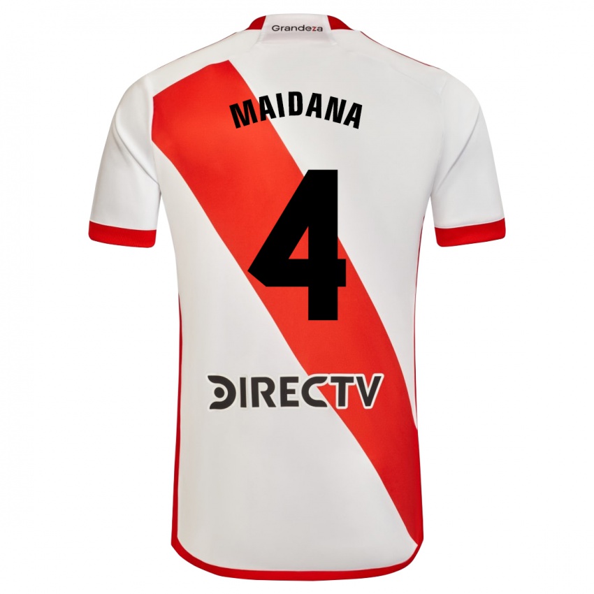 Niño Camiseta Jonatan Maidana #4 Blanco Rojo 1ª Equipación 2024/25 La Camisa Perú