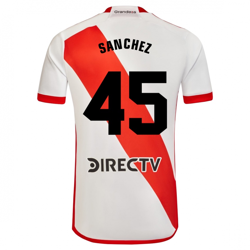 Niño Camiseta Sebastián Sánchez #45 Blanco Rojo 1ª Equipación 2024/25 La Camisa Perú