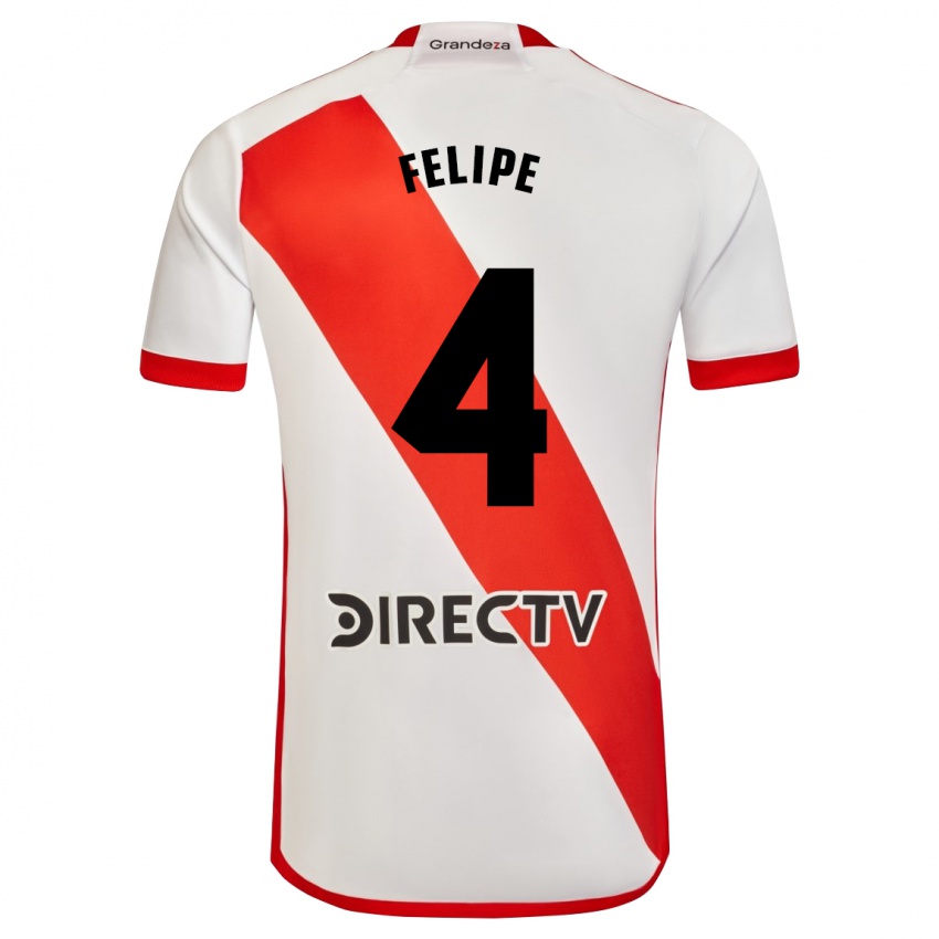 Niño Camiseta Carina Felipe Silva #4 Blanco Rojo 1ª Equipación 2024/25 La Camisa Perú