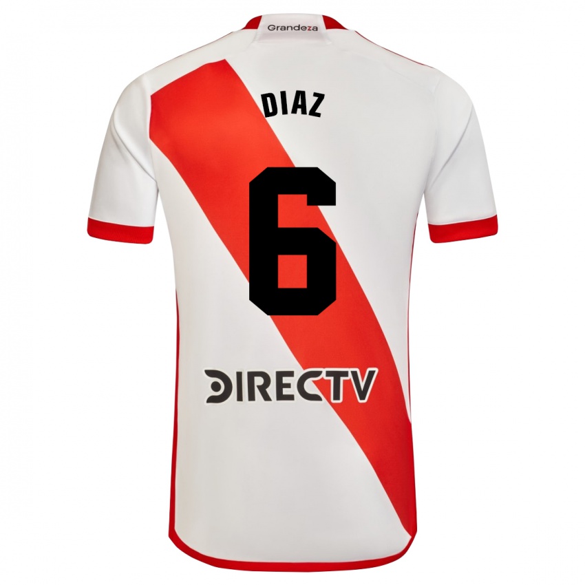 Niño Camiseta Milagros Díaz #6 Blanco Rojo 1ª Equipación 2024/25 La Camisa Perú