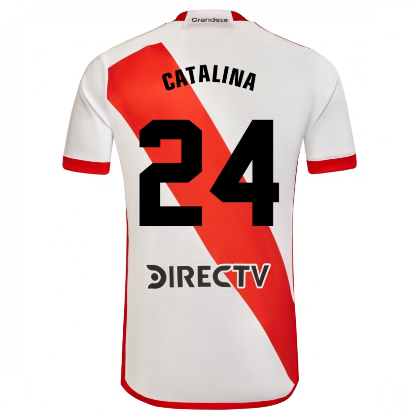 Niño Camiseta Catalina Julia Primo #24 Blanco Rojo 1ª Equipación 2024/25 La Camisa Perú