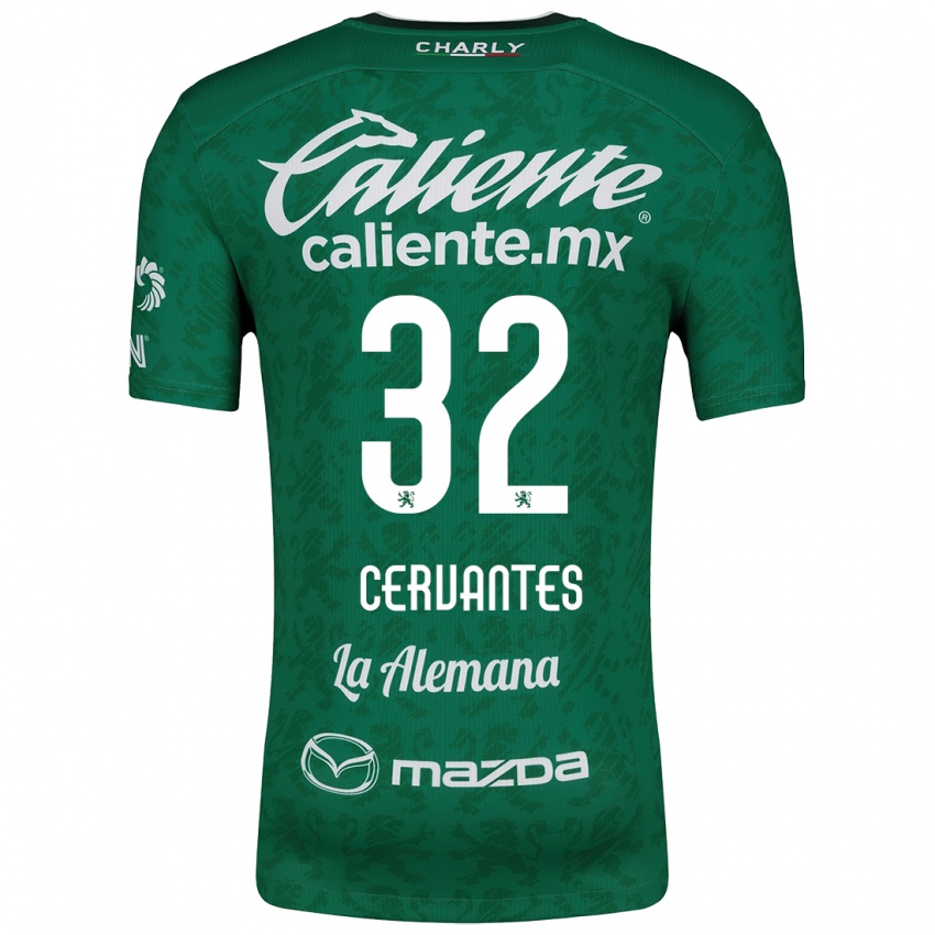 Niño Camiseta Luis Cervantes #32 Verde Blanco 1ª Equipación 2024/25 La Camisa Perú