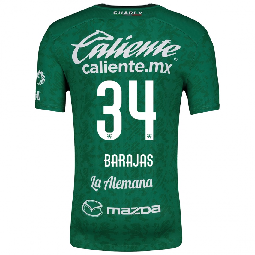 Niño Camiseta Víctor Barajas #34 Verde Blanco 1ª Equipación 2024/25 La Camisa Perú