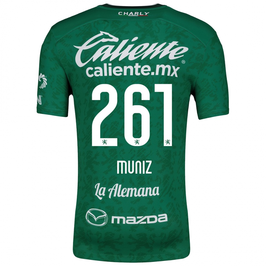 Niño Camiseta César Muñiz #261 Verde Blanco 1ª Equipación 2024/25 La Camisa Perú