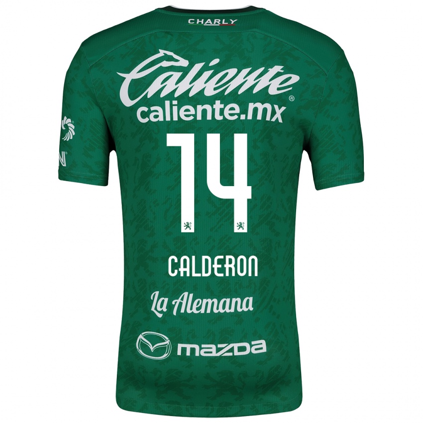 Niño Camiseta Daniela Calderón #14 Verde Blanco 1ª Equipación 2024/25 La Camisa Perú