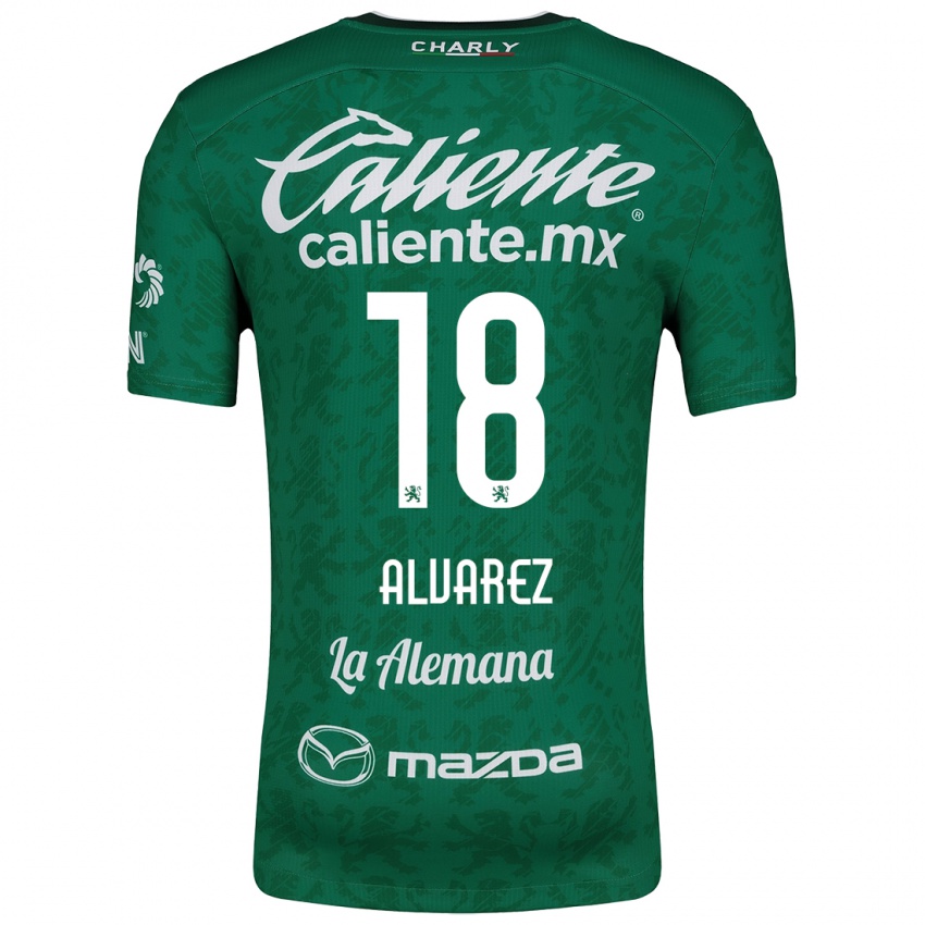 Niño Camiseta Yazmin Álvarez #18 Verde Blanco 1ª Equipación 2024/25 La Camisa Perú