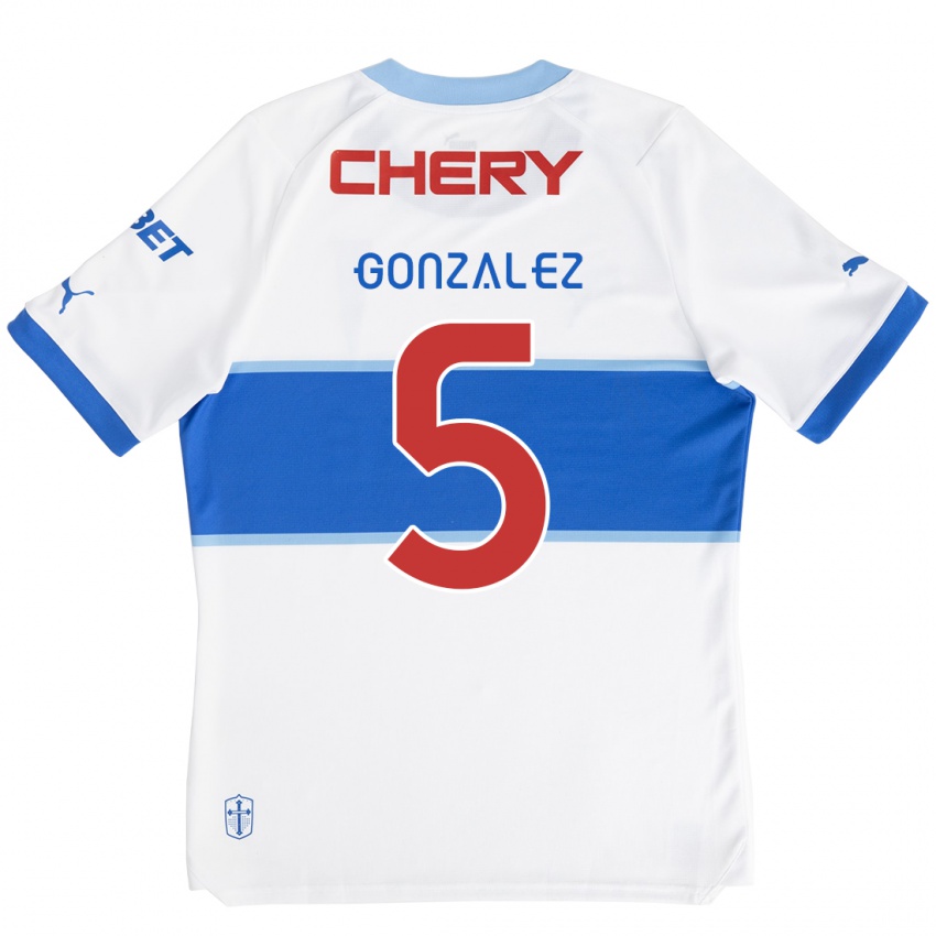 Niño Camiseta Daniel González #5 Blanco Azul 1ª Equipación 2024/25 La Camisa Perú